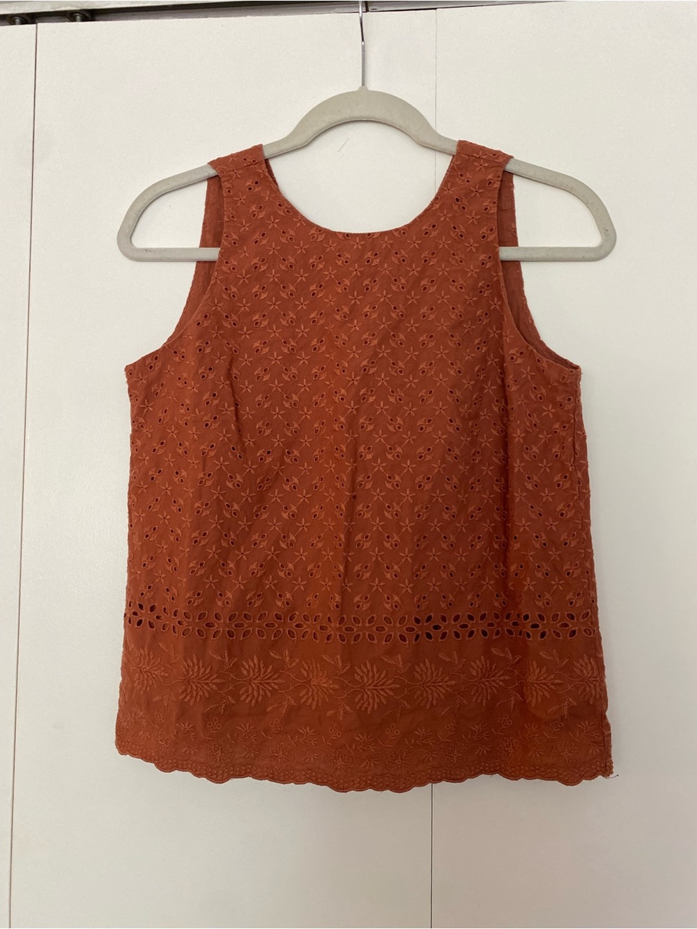 LOFT Terracotta Sleeveless Eyelet Tank Top, women’s XS